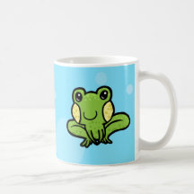 cartoon green speckled frog coffee mug