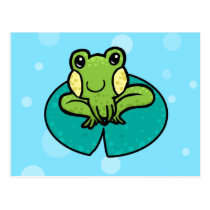 cartoon green speckled frog postcards