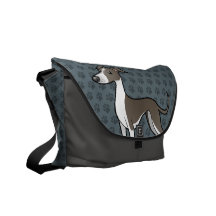 Cartoon Greyhound / Whippet / Italian Greyhound Courier Bag