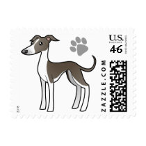 Cartoon Greyhound / Whippet / Italian Greyhound Stamps