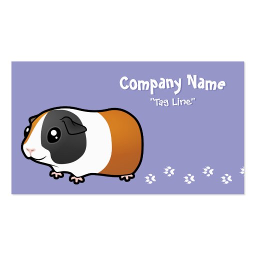 Cartoon Guinea Pig (smooth hair) Business Card Template (front side)