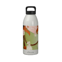 Cartoon Halloween Witch with a Cat Reusable Water Bottles