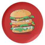 Cartoon Hamburger Dinner Plates