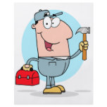 cartoon handyman construction worker character flyers