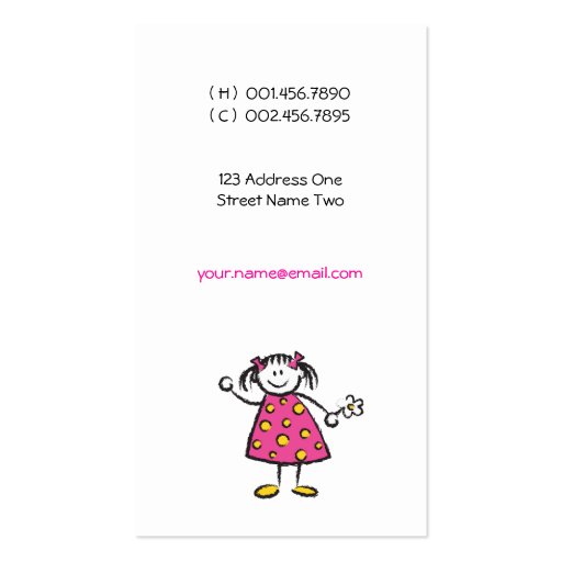 Cartoon Happy Family Cute Fun Mommy Calling Card Business Cards (back side)