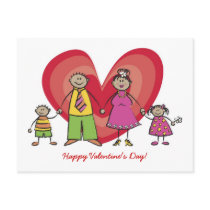 Cartoon Happy Family Valentine's Day Postcard