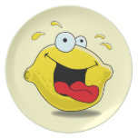 Cartoon Happy Lemon Dinner Plate