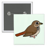 Birdorable Hermit Thrush Square Button