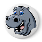 Cartoon Hippo Pinback Buttons
