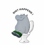cartoon hippo, shit happens cut out