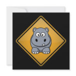 Cartoon Hippo Warning Sign Announcement