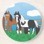 Cartoon horse beverage coasters