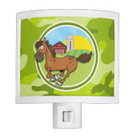 Cartoon Horse; bright green camo, camouflage Night Lights