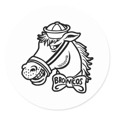 Cartoon Horse Bronc Broncos Round Stickers by WhiteTiger_LLC