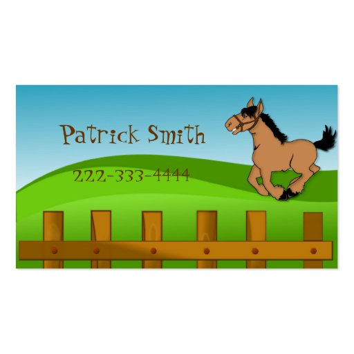 Cartoon Horse Play Date Card Business Card (front side)