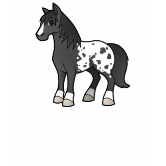 Cartoon Black and White Horse T-Shirt Cartoon Black and White Horse T-Shirt