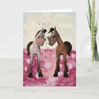 Cartoon Horses Valentine's Card