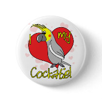 Cartoon I Love my Cockatiel Pin