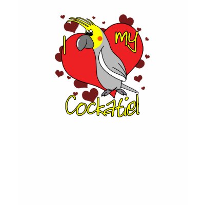 Cartoon I Love my Cockatiel Dark Apparel T Shirt by MenagerieMayhem