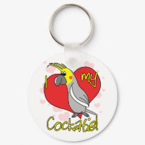 Cartoon I Love my Cockatiel Keychain by MenagerieMayhem Cartoon I Love my Cockatiel Keychain