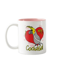 Cartoon I Love my Cockatiel Mug by MenagerieMayhem Cartoon I Love my Cockatiel Mug
