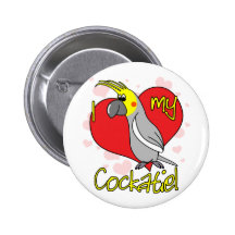 Cartoon I Love my Cockatiel Pin