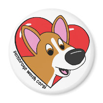 Cartoon I Love my Corgi Magnet by MenagerieMayhem Cartoon I Love my Corgi Magnet