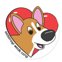 Cartoon I Love my Corgi Stickers by MenagerieMayhem Cartoon I Love my Corgi Stickers