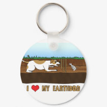 Cartoon I Love my Earthdog Keychain