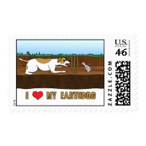 Cartoon I Love my Earthdog Postage Stamps