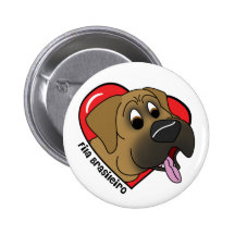 Cartoon I Love my Fila Brasileiro Pinback Button