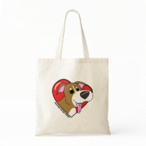 Cartoon I Love my Pit Bull Tote Bags