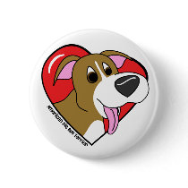 Cartoon I Love my Pit Bull Pinback Button