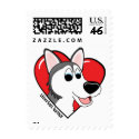 Cartoon I Love my Siberian Husky postage