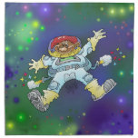 Cartoon illustration, of a space gnome, napkin. napkin