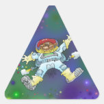 Cartoon illustration, of a space gnome, stickers. triangle sticker