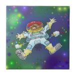 Cartoon illustration, of a space gnome, tile. tile