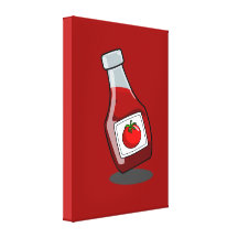 Cartoon Ketchup Bottle Gallery Wrap Canvas