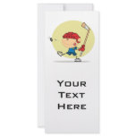 cartoon kid playing ice hockey design rack card design