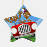 Cartoon Kids Driving Car Ceramic Ornament