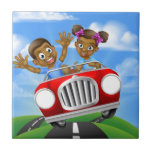 Cartoon Kids Driving Car Ceramic Tile