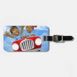 Cartoon Kids Driving Car Luggage Tag