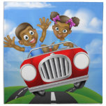 Cartoon Kids Driving Car Napkin
