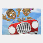 Cartoon Kids Driving Car Towel