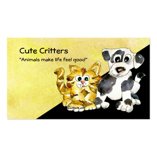 Cartoon Kitten Puppy Logo Business Card (front side)