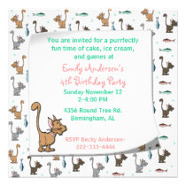 Cartoon Kitties Birthday Invitation invitations