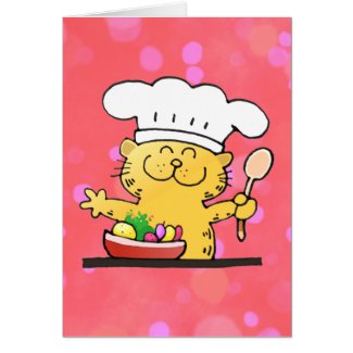 Cartoon Kitty Chef | Cute Kitty Chef Greeting Cards