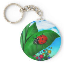 Cartoon Lady Bug Keychain