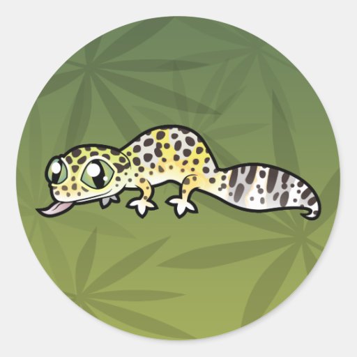 Cartoon Leopard Gecko Round Sticker
