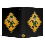 Cartoon Leprechaun Warning Sign 3 Ring Binders